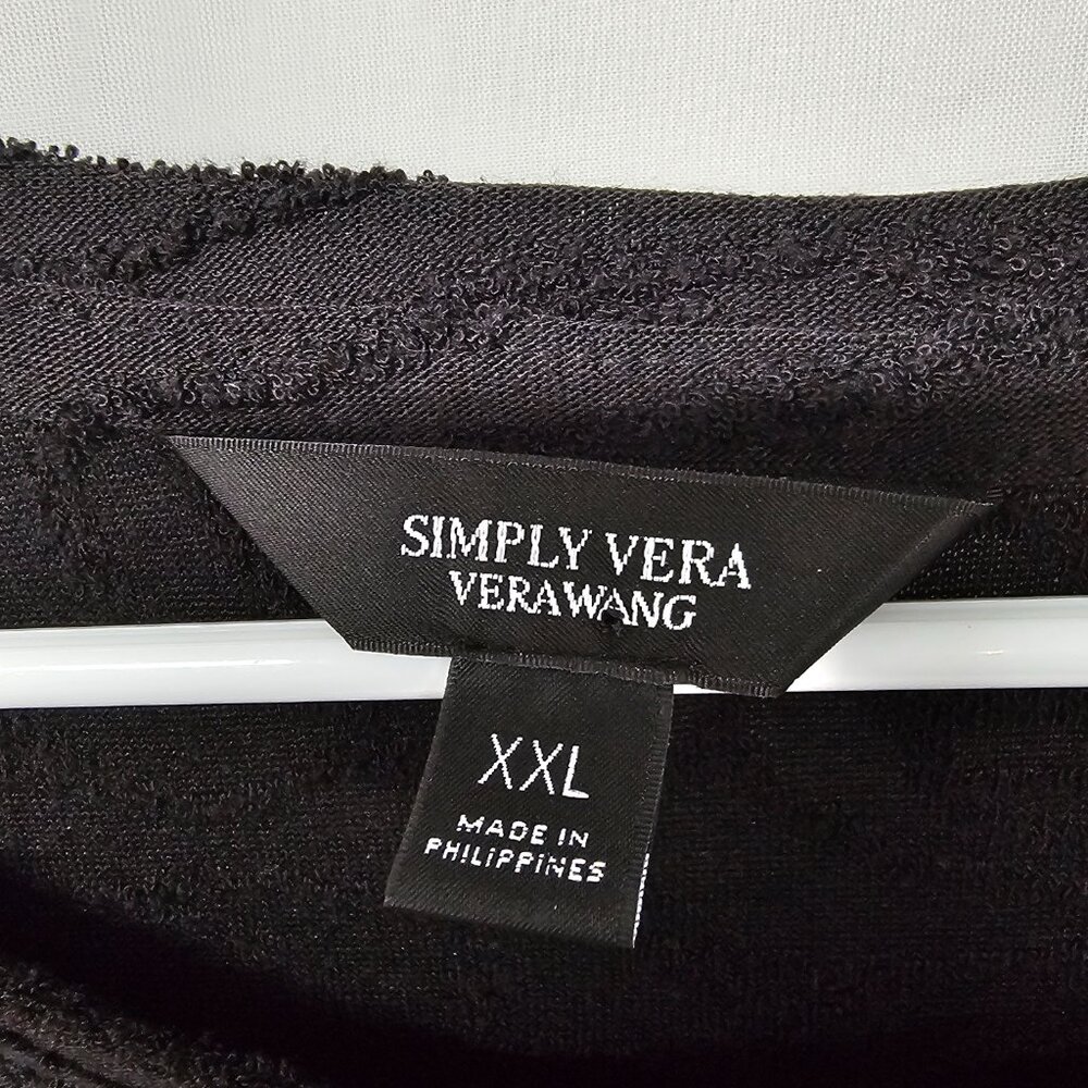 Simply Vera Vera Wang Blouse Black Grunge Casual Indie Textured 2XL - Picture 5 of 9